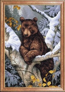 Схема для вишивання бісером Ведмідь на дереві