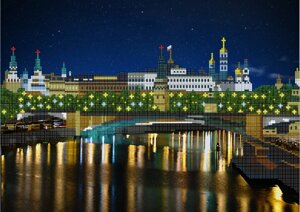 Схема для вишивки бісером вогні нічного міста. Москва