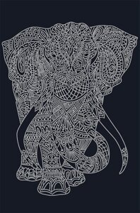 Малюнок на атласі для вишивання бісером Слон (на чорному) AX2-043