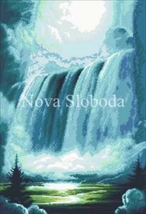 Малюнок на канві для вишивки нитками муліне ММ-3071 Блакитний водоспад