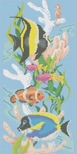 Схема для вышивки бисером Морские рыбки (полная зашивка) КМР 2016