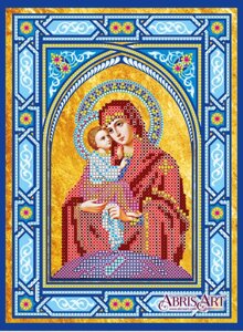 Схема для вышивки иконы бисером на холсте «Икона Богородицы «Почаевская»» АСК-146
