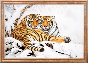 Схема для вишивання бісером Тигри взимку