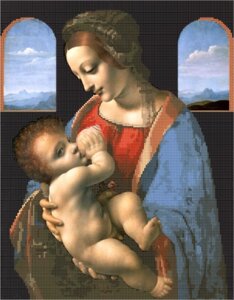Схема для вишивки бісером Леонардо да Вінчі Мадонна з немовлям