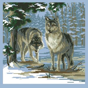 Малюнок на канві для вишивки нитками 10192 Вовки
