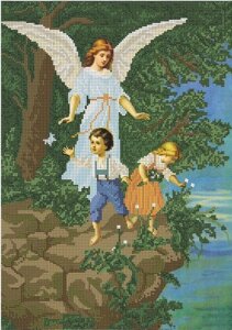 Схема для вишивки бісером Ангел-хранитель і діти
