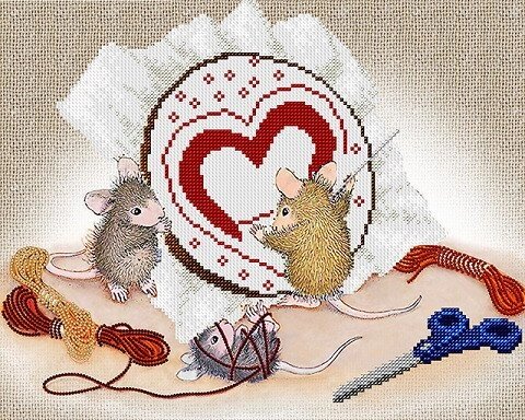 Рисунок на атласе для вышивания бисером Мышки - рукодельницы від компанії Інтернет-магазин «вишивав-ка» - фото 1