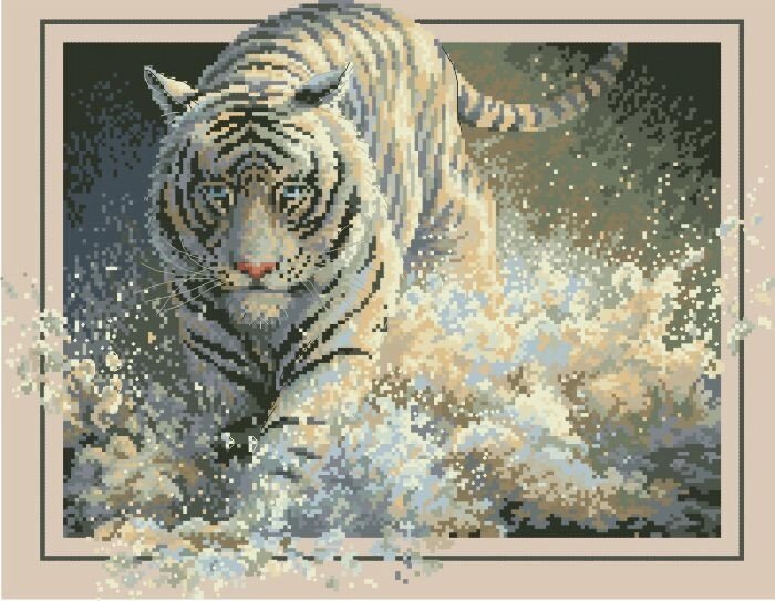 Рисунок на канве для вышивки нитками 01222 Белый тигр від компанії Інтернет-магазин «вишивав-ка» - фото 1