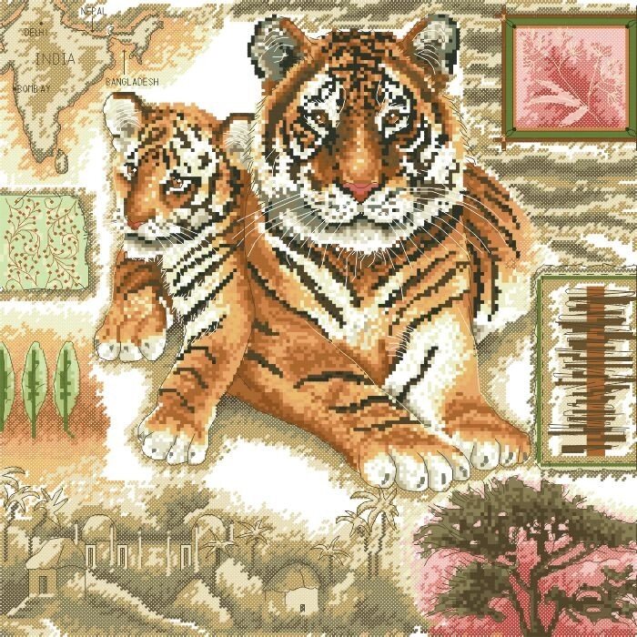 Рисунок на канве для вышивки нитками 10292 Тигры від компанії Інтернет-магазин «вишивав-ка» - фото 1
