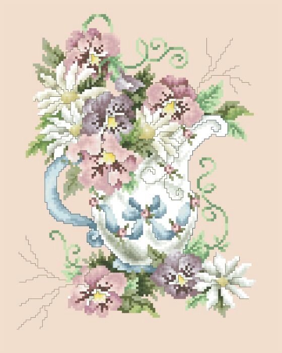Рисунок на канве для вышивки нитками 62404 Ваза с цветами від компанії Інтернет-магазин «вишивав-ка» - фото 1