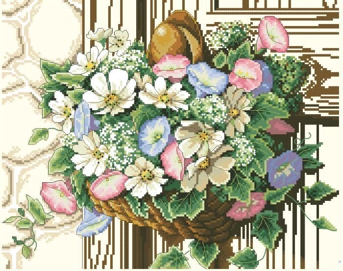 Рисунок на канве для вышивки нитками 71414 Цветы на двери від компанії Інтернет-магазин «вишивав-ка» - фото 1