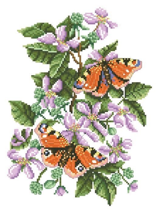 Рисунок на канве для вышивки нитками 81874 Цветы и бабочки від компанії Інтернет-магазин «вишивав-ка» - фото 1