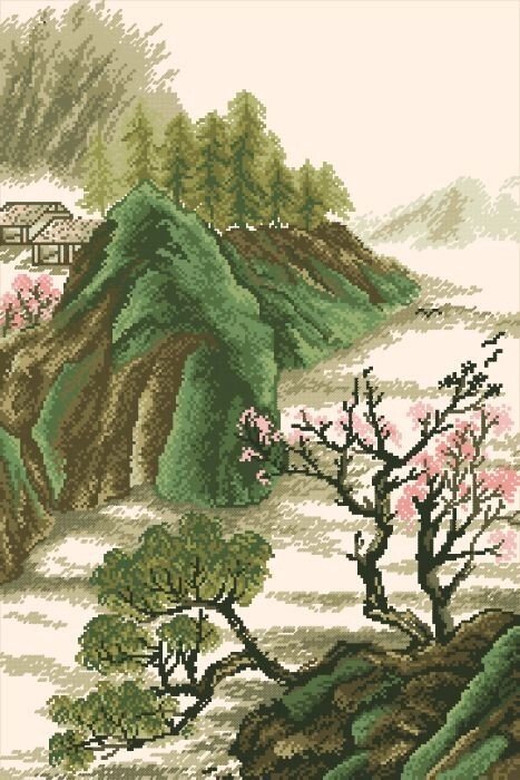 Рисунок на канве для вышивки нитками мулине 71433 Китайский пейзаж від компанії Інтернет-магазин «вишивав-ка» - фото 1