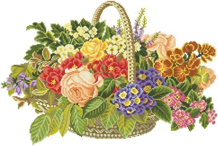 Рисунок на канве для вышивки нитками мулине 81723 Цветы в корзине від компанії Інтернет-магазин «вишивав-ка» - фото 1