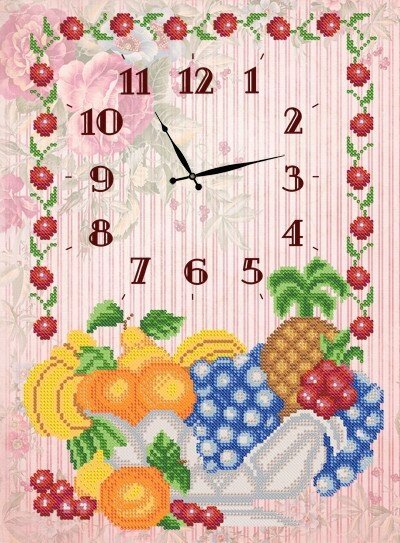 Схема для вишиваючи бісером Годинники. Ваза з фруктами від компанії Інтернет-магазин «вишивав-ка» - фото 1