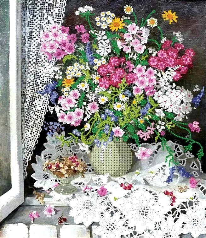 Схема для вишивки бісером А3 Ранок з квітами КМР 3096 від компанії Інтернет-магазин «вишивав-ка» - фото 1