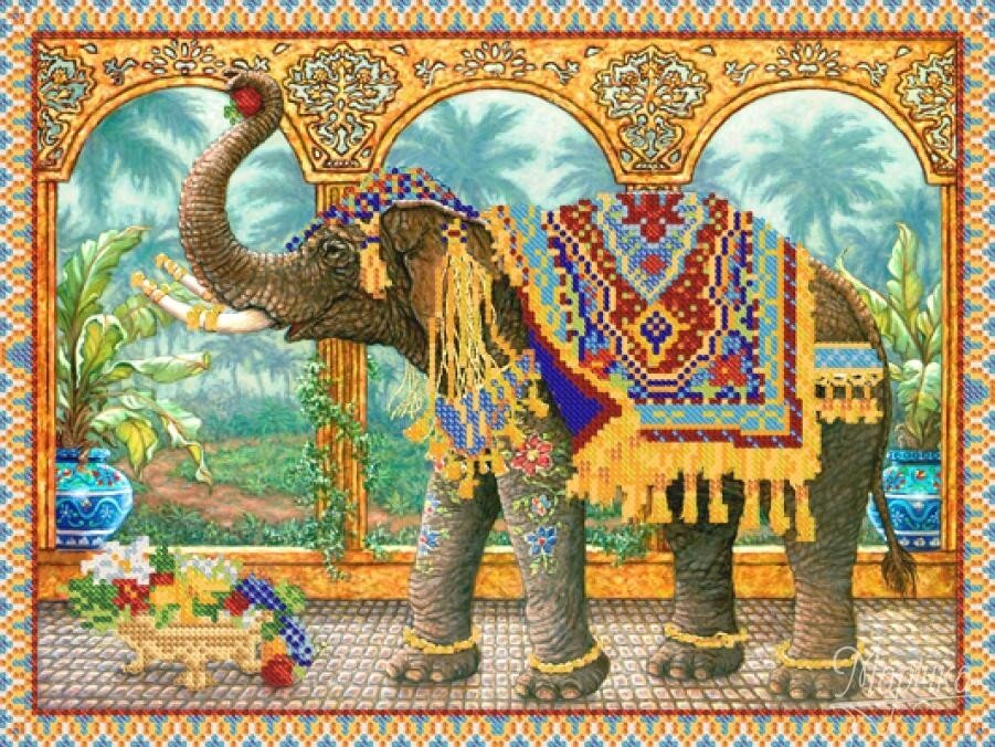 Схема для вишивки бісером Індійський слон РКП-195 від компанії Інтернет-магазин «вишивав-ка» - фото 1