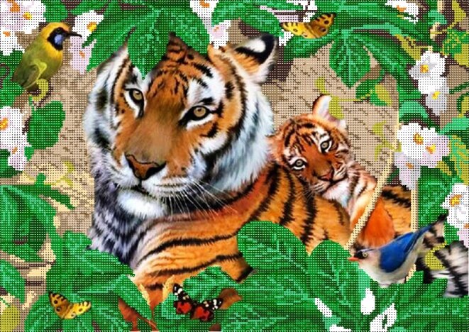 Схема для вишивки бісером Мама тигр і малюк від компанії Інтернет-магазин «вишивав-ка» - фото 1