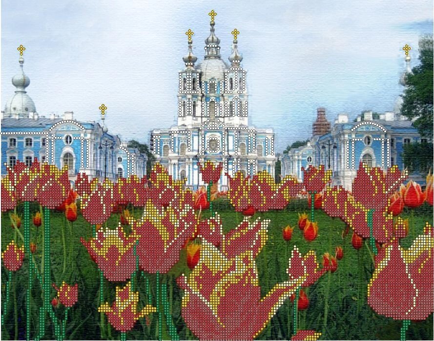 Схема для вишивки картин бісером А3 Смольний собор, м.Санкт-Петербург КМР 3101 від компанії Інтернет-магазин «вишивав-ка» - фото 1