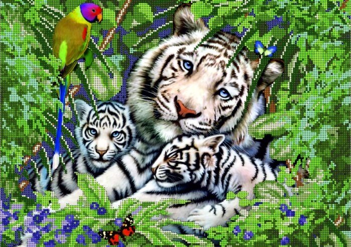 Схема для вышивки бисером Белые тигры КМР 3168 від компанії Інтернет-магазин «вишивав-ка» - фото 1