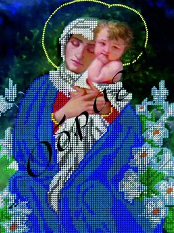 Схема для вышивки бисером Мадонна с младенцем в лилиях КМИ 4061 від компанії Інтернет-магазин «вишивав-ка» - фото 1