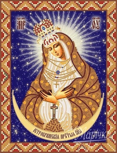 Ткань с рисунком для вышивания бисером Богородица Остробрамская від компанії Інтернет-магазин «вишивав-ка» - фото 1