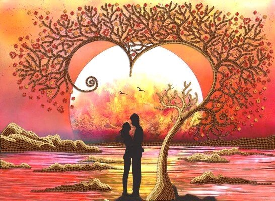 Тканина з малюнком для вишивання бісером Дерево кохання від компанії Інтернет-магазин «вишивав-ка» - фото 1