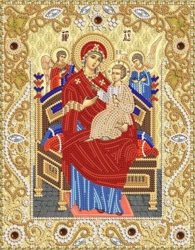 Тканина з малюнком для вишивання бісером Ікона Божої Матері "Всецариця" РІК-4021 від компанії Інтернет-магазин «вишивав-ка» - фото 1