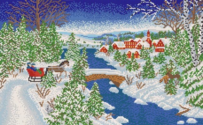 Тканина з малюнком для вишивання бісером По першому снігу від компанії Інтернет-магазин «вишивав-ка» - фото 1