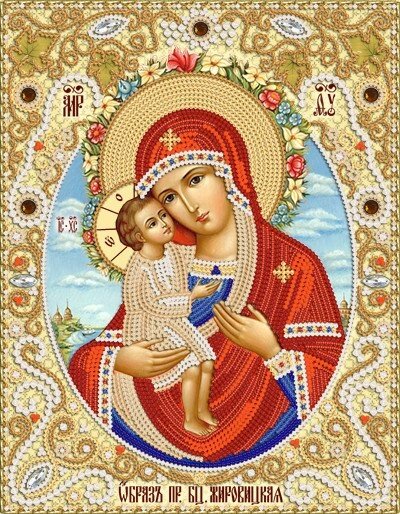 Тканина з малюнком для вишивання бісером Жировицька ікона Божої Матері РІК-4009 від компанії Інтернет-магазин «вишивав-ка» - фото 1