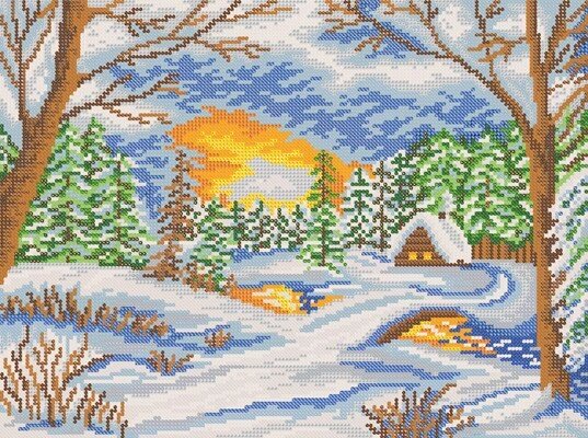 Тканина з малюнком для вишивання бісером Зимова пора РКЗ-009 від компанії Інтернет-магазин «вишивав-ка» - фото 1