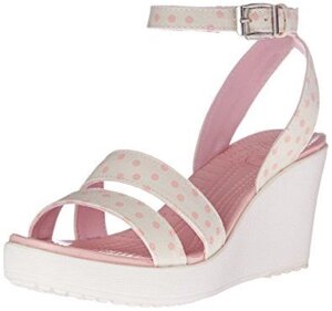Crocs Leigh Graphic Wedge Sandal, WhitePearl Pink, босоніжки Крокс графік Ведж w10-27сm рожеві білі +887350486476