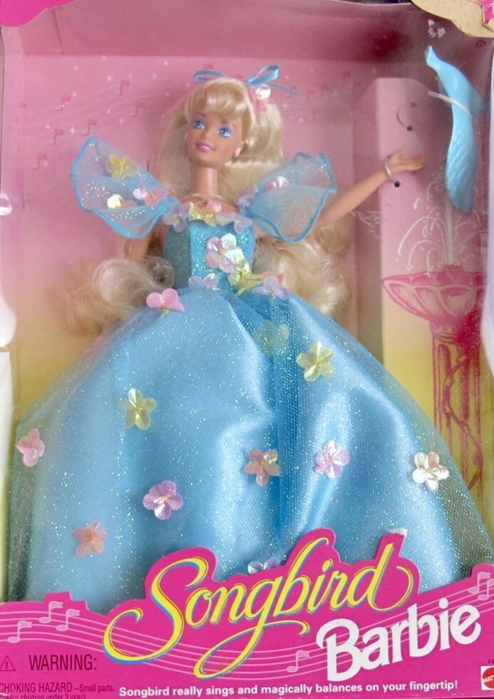 Колекційна лялька Барбі Співоча птах Songbird Barbie Doll Real Singing Songbird Balances on Fingertip! Mattel 14320 - роздріб