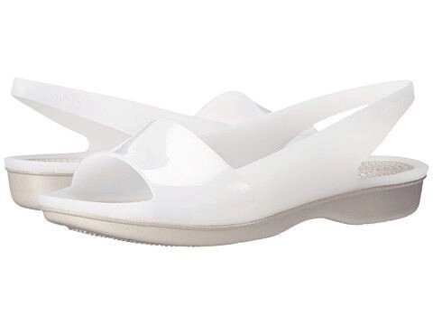 Балетки Крокс колорблок білі плптіна W10-27cm- Crocs Sandals Colourblock Flat Colour: White and Platinum 200032-1ay - Україна