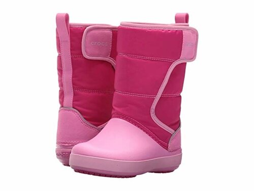 Чоботи зимові Крокс лоджпоінт рожеві J6 / w8-25cm Crocs LodgePoint Pink Snow Boots дутики непромокальні черевики