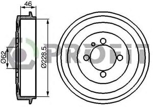 Profit, Задній гальмівний барабан Е30, Діаметр 228,6мм