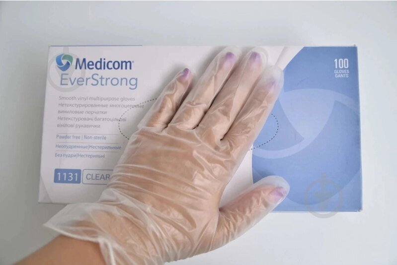 Перчатки  Виниловые Без талька ТМ Medicom, размер М ##от компании## Shantal Beauty Shop - ##фото## 1