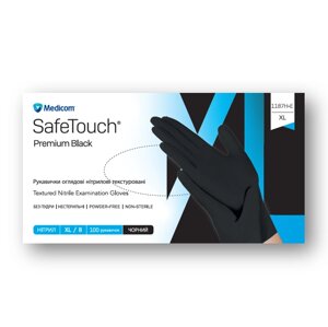 РУКАВИЧКИ НІТРИЛОВІ ОГЛЯДОВІ SAFETOUCH PREMIUM BLACK ЧОРНІ ТМ Medicom розмір L, пл. 5г в Києві від компанії Shantal Beauty Shop