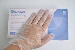 Перчатки Виниловые Без талька ТМ Medicom, размер S