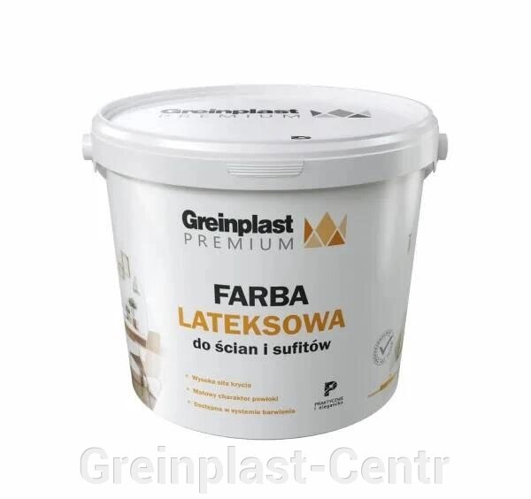 Краска латексная для стен и потолка FARBA GREINPLAST PREMIUM 5 л. Белая ##от компании## Greinplast-Centr - ##фото## 1