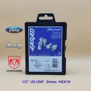 Дюймові секретки Farad StarLock Дюймові гайки 1/2"20 UNF з обертовим кільцем 2 ключа для Jeep Dodge Ford