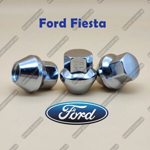 Гайка колісна Ford Fiesta цільна, М12х1,5 ключ 19мм, хром. Колісна гайка Форд Фієста.