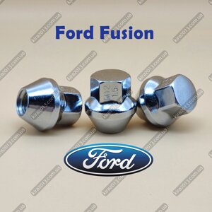 Гайка колісна Ford Fusion цільна, М12х1,5 ключ 19мм, хром. Колісна гайка Форд Фьюжн.