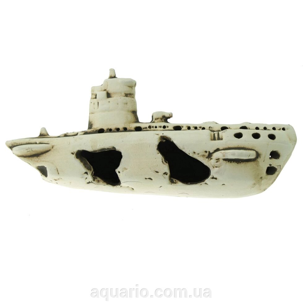 Грот керамічний Aqua Nova крах підводного човна 25x11x8 cм від компанії Інтернет магазин акваріумістики "AquariO" - фото 1