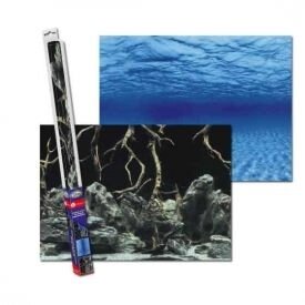 Фон для акваріума двосторонній Aqua Nova Синє море / Камені з корчами, 100x50 см.