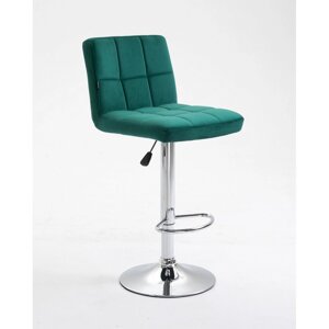Барний стілець хокер HR8052W зелений велюр хромоване підстава