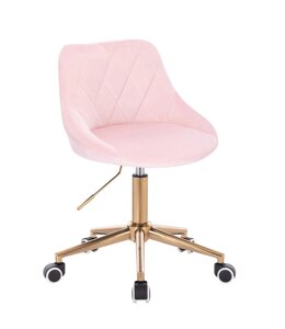 Перукарське крісло Hrove Form HR1054K рожевий велюр золота основа