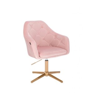 Перукарське крісло Hrove Form HR831C рожевий велюр золота основа
