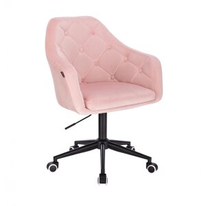 Перукарське крісло Hrove Form HR831K рожевий велюр чорна основа
