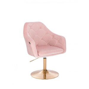 Перукарське крісло Hrove Form HR831N рожевий велюр золота основа
